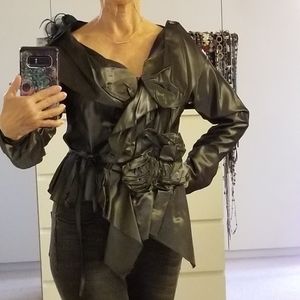 Silver gray statement blouse - size 2 - 4.